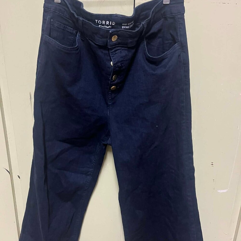 Torrid Navy Wide Leg Flare Jeans